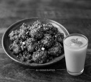 Chicken Manchurian Dry + Mango Juice