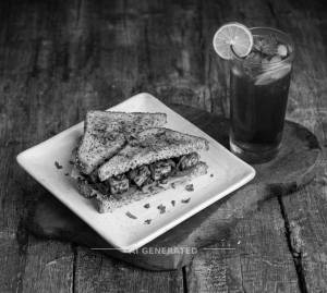 Chilli Paneer Sandwich + Blue Curacao