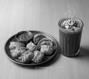 Fried momos + Nuterla hot chocolate hot coffee
