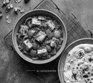 Kadhai Paneer + Plain Naan (1 piece)