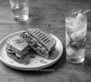 Roasted Vegetable Sandwich + Litchi Moiito
