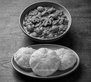 Mushroom Masala + 3 Poori