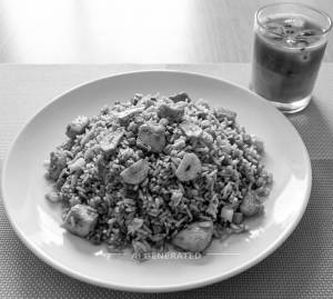 Garlic Chicken Fried Rice + Cold Coffee