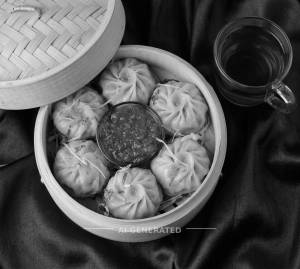 Chicken Steamed Momos (6 Pcs) + Black Tea