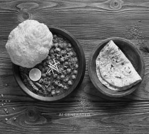 Chole Bhatura [1 Piece] + Tawa Roti (2 pieces)