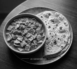 Urad Papad Fry Masala + Tawa Roti (2 Pieces)