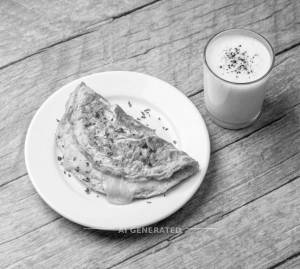 Cheese Omelette ( 2 Egg ) + Salt & Pepper Lassi