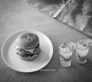 Veg Cheese Burger + Crushers Mocktails