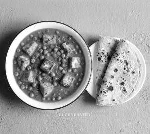 Mutter Paneer + Tawa Roti (2 pieces)
