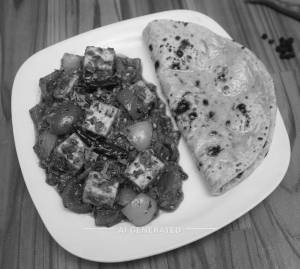 Kadhai paneer + Butter roti (2 pieces)