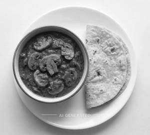 Mushroom Msala + Plain Roti (2 Pieces)
