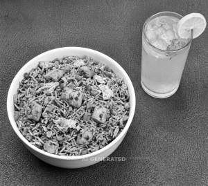 Schezwan chicken fried rice + Lemonade
