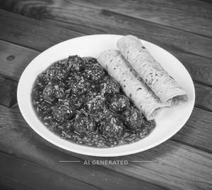 Veg. manchurian gravy + Plain roti (2 pieces)