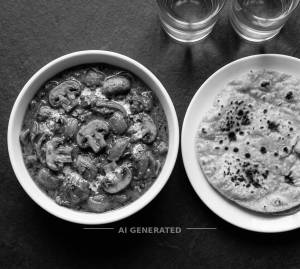 Mushroom Do Pyaza + Tawa Roti (1 Piece)