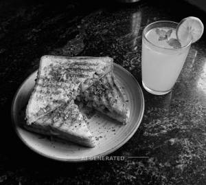 Veg Cheese Grilled Sandwich + Fresh Lime Juice