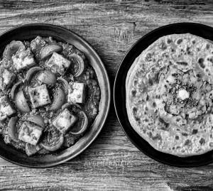 Spicy Paneer Do Pyaza + Stuffed Paratha (1 piece)