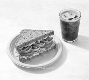 Greenish veg sandwich + Cold coffee