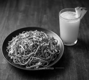 Veg chow + Pineapple Juice