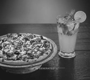 Chicken loaded pizza + Forest Mint Lime