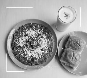 Amul Cheese Pav Bhaji + Sweet Lassi