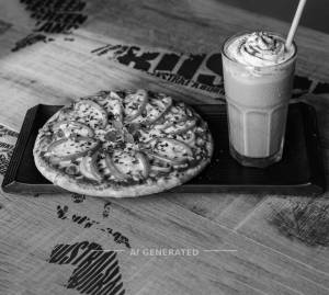 Capsicum Pizza + Cold Coffee