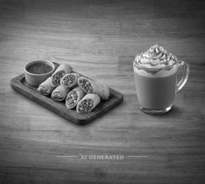Veg Spring Roll + Caramel Coffee