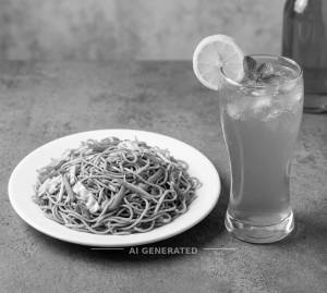 Veg Chowmin + Blue Ocean