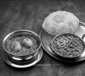 Egg curry 2 pcs + Chole Bhature (1 piece)