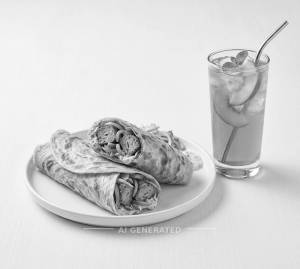 Soya chaap kathi roll + Peach ice tea