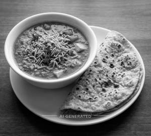 Sev Bhaji + Large Tawa Roti (1 Piece)