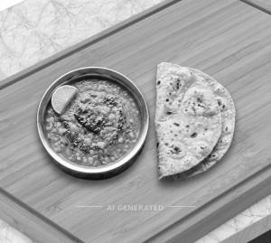 Dal Fry + Plain Roti (2 pieces)