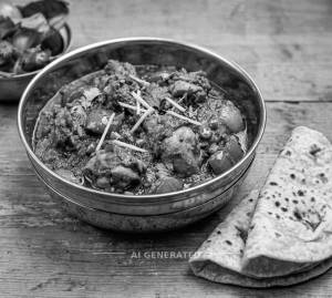 Kadhai Chicken + Plain Roti (2 pieces)