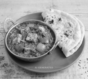 Kadai Paneer + Plain Naan. (1 piece)