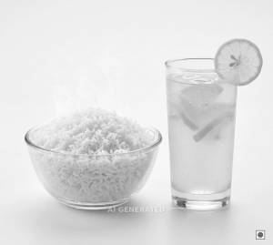 Steam rice + Nimbu Pani