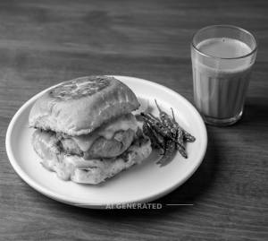 Grilled Cheese Vada Pav + Milk Tea (Sugar / Gud)