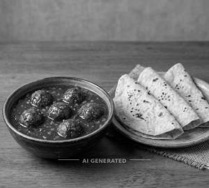 Gravy Manchurian [6 pcs] + Plain roti [4 pcs]