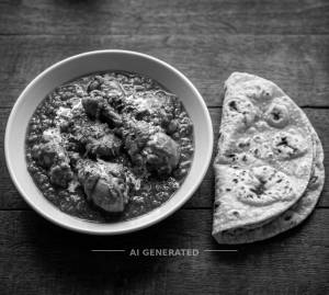 Chicken Curry + Roti . (2 pieces)