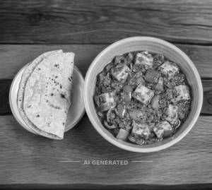 Paneer Kadhai + Plain Roti (2 pieces)