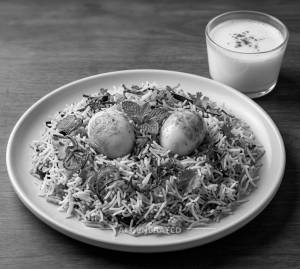 Egg dum biryani + Butter milk plain