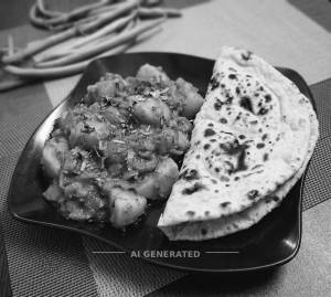 Aloo Do Pyaza + Tandoori Roti (1 piece)