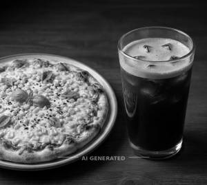 7 Sweetcorn Pizza + Cold Coffe