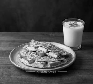 Paneer Bread Omelette + Lassi
