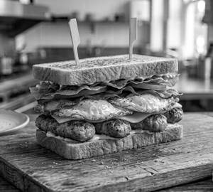 Fried egg suasage sandwich
