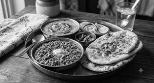 Soya Keema Gravy + Dal + 2 Stuff Naan