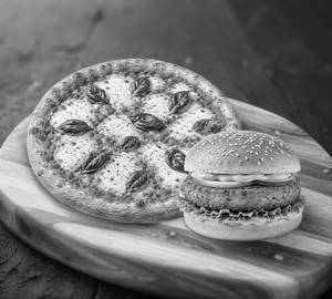 Pizza + burger + cold drink