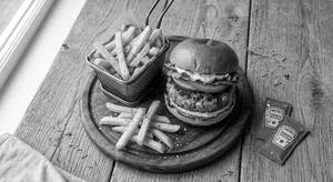 French Fries+veg Patty Burger