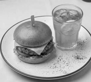Veg cheese burger + Lemon ice tea