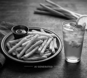 French fries + peach iced tea