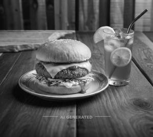 Schezwan cheese burger + Lemon ice tea