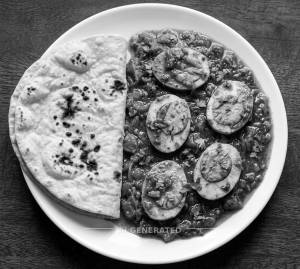 Egg Masala + Plain tandoori roti (1 piece)